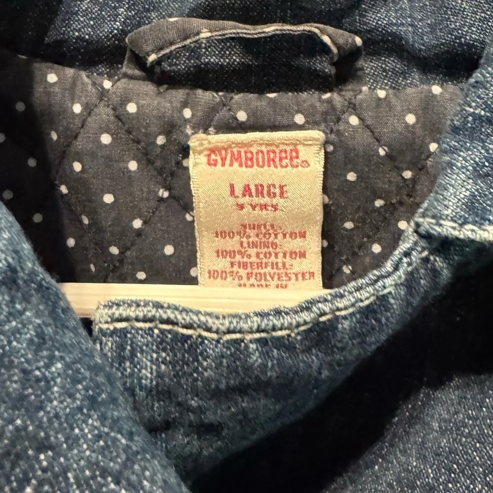 Gymboree Bon Voyage Denim Peacoat Jacket Polka Dot Lined Girls Size 5